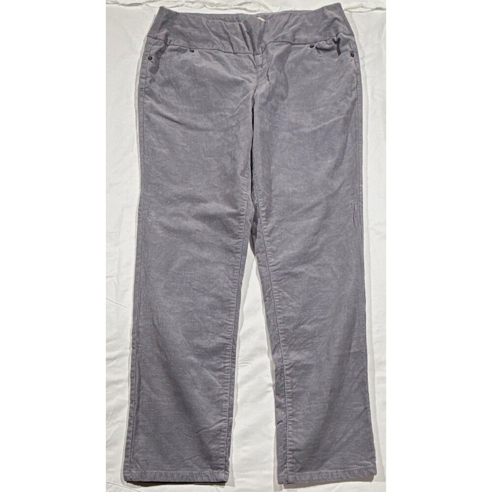 Coldwater Creek Women's Gray Corduroy Stretch Straight Leg Pants Pockets Size 14